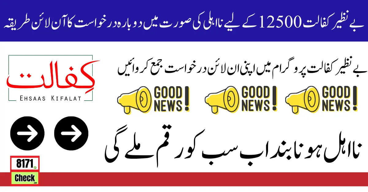 Reapplication Online Method in Case of Ineligibility For Benazir Kafalaat 12500